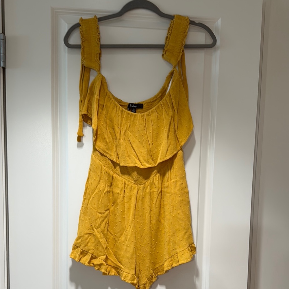 Yellow Ruffle Romper Off the Shoulder